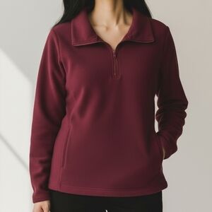 Eddie Bauer Women's Maroon Half-Zip Sweatshirt